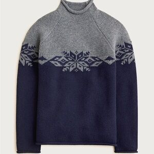 J Crew Men's Gray and Blue Fair Isle Sweater - Size S - NWT